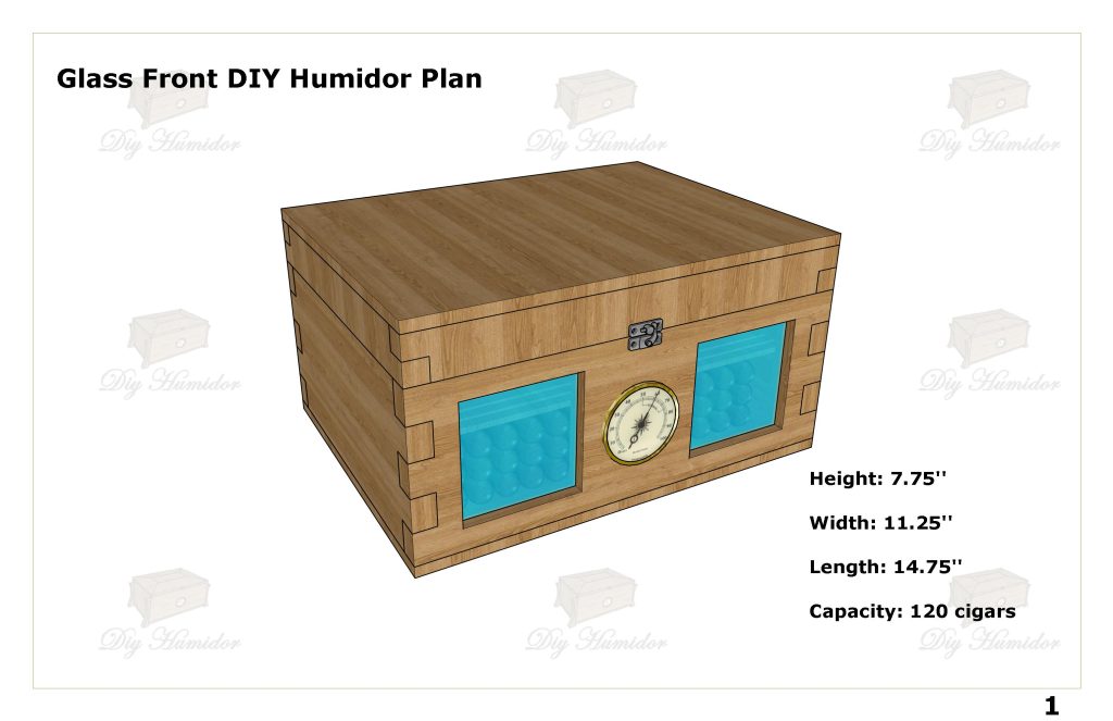 Glass Front DIY Humidor Plan, Best Desktop Humidor Plan PDF, Cigar