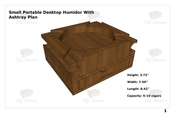 Small Portable Desktop Humidor With Ashtray Plan, Small Desktop Humidor Plan PDF, Wood Cigar Box Plans PDF, Cigar Humidor Plans PDF, Ashtray Humidor Plan PDF Download
