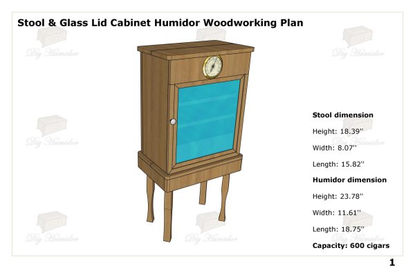 Stool & Glass Lid Cabinet Humidor Woodworking Plan, Cabinet Wood Humidor Plans, Cabinet Humidor Woodworking Plans, Cigar Humidor Cabinet Plans, Wood Cigar Box Plans, Cigar Humidor Plans PDF