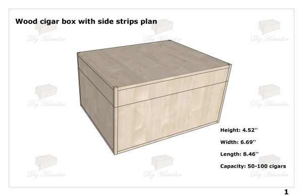 Wood cigar box with side strips plan, Desktop Humidor Plan PDF, Professional Woodworking Humidor Plans PDF Download, Cigar Humidor Plans PDF, Humidor Plans PDF